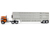 1/64 First Gear Freightliner COE (Orange & Black) & 45’ Wilson Vintage Livestock Trailer Diecast Model