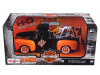 1948 Ford F-1 Pickup Truck Orange/Black with 1958 FLH Duo Glide Harley Davidson Motorcycle 1/24 Diecast Models by Maisto