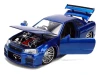 Brian's Nissan Skyline GT-R (R34) RHD (Right Hand Drive) Blue Color Brush Finish 25 Years of Fast & Furious Anniversary "2 Fast 2 Furious" (2003) Movie "Fast & Furious" 1/24 Diecast Model Car by Jada