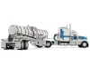 1/64 First Gear Kenworth W900L (Blue & White) with 60” Aerodyne Sleeper & Polar Deep Drop Trailer Diecast Model