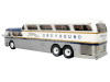 GM PD-4501 Scenicruiser Coach Bus "Greyhound Bus Lines - 50th Anniversary" Raw Metal with Blue and White Top and Gold Stripes "The Bus & Motorcoach Collection" 1/43 Plastic Model by Iconic Replicas