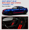 1/18 Shelby Collectibles 2013 Ford Mustang Shelby GT500 (Deep Impact Blue with Race Red Stripes) "Superman" Car Diecast Car Model