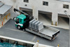 1/64 GCD Mitsubishi Fuso Crane Truck (Green) with Concrete Barriers & Guardrails Accessories
