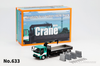 1/64 GCD Mitsubishi Fuso Crane Truck (Green) with Concrete Barriers & Guardrails Accessories