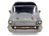 1957 Chevrolet Bel Air Lowrider Gray with Black Top and Gold Accents 1/64 Diecast Model Car by IXO Models