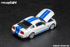 1/64 Fine Work64 2008 Ford Mustang Shelby GT500 KR (White with Blue Stripes) Diecast Car Model