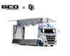 1/64 GCD LBWK Mitsubishi Fuso Super Great Transporter TAS Special GUNMATSUSYO (Silver) Diecast Car Model