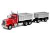 1/32 Welly Peterbilt 379 (Red) with Double Dump Truck (Silver) Diecast Car Model
