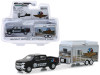 Chevrolet Silverado Pickup Truck and Concession Trailer "Indianapolis Motor Speedway" "Hitch & Tow" "Hobby Exclusive" 1/64 Diecast Model Car by Greenlight