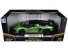 Lamborghini Aventador SVJ Roadster Green Metallic with Carbon Top and Gold Accents 1/18 Diecast Model Car by Heimanba