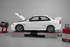 1/18 Motorhelix Mitsubishi Lancer Evolution Evo IV GSR (White) with Bonnet Rally Lamp Pod Diecast Car Model with Dyno Machine & Accessories