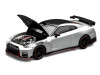 2022 Nissan GT-R Nismo (R35) RHD (Right Hand Drive) Ultimate Metal Silver Metallic with Carbon Hood and Top "Senior 64" Series 1/64 Diecast Model Car by MotorHelix