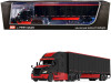 2018 Freightliner Cascadia High-Roof Sleeper Cab with 52' Wabash DuraPlate Trailer with Skirts Black and Red 1/64 Diecast Model by DCP/First Gear