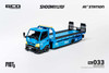 1/64 Shoom64 Hino 300 Custom Drop-Bed Car Carrier Fist Livery (Blue) Diecast Car Model