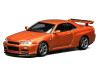 Nissan Skyline GT-R (R34) V-Spec II RHD (Right Hand Drive) Orange Metallic "Senior 64" Series 1/64 Diecast Model Car by MotorHelix