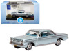 1963 Chevrolet Corvair Coupe Satin Silver Blue Metallic with Blue Interior 1/87 (HO) Scale Diecast Model Car by Oxford Diecast