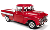 1957 Chevrolet Cameo Pickup Truck Cardinal Red and White 1/18 Diecast Model Car by Autoworld