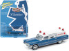 1966 Cadillac Ambulance Blue Metallic and White "Special Edition" 1/64 Diecast Model Car by Johnny Lightning