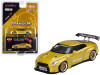 Nissan GT-R (R35) Pandem with GT Wing Cosmopolitan Yellow Metallic with Gold Wheels Limited Edition to 1800 pieces Worldwide 1/64 Diecast Model Car by True Scale Miniatures