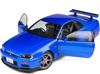 1/18 Solido 1999 Nissan Skyline GT-R (R34) RHD (Bayside Blue Metallic) Diecast Model Car