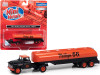 1957 Chevrolet Truck Tractor with Tanker Trailer Black and Orange "Phillips 66" 1/87 (HO) Scale Model by Classic Metal Works