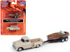 1957 Chevrolet Stepside Pickup Truck Beige with Wood Boat and Trailer 1/87 (HO) Scale Model Car by Classic Metal Works