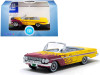 1961 Chevrolet Impala Convertible Yellow with Purple Flames "Hot Rod" 1/87 (HO) Scale Diecast Model Car by Oxford Diecast