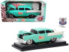 1957 Chevrolet 150 "Holley" Sea Foam Green and India Ivory 1/24 Diecast Model Car by M2 Machines