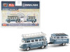 1958 Volkswagen Microbus 15 Window U.S.A. Model with Travel Trailer "PAN AM" Limited Edition to 3000 pieces Worldwide 1/64 Diecast Model Car by M2 Machines