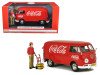1963 Volkswagen Type 2 (T1) "Coca-Cola" Cargo Van with Delivery Driver Figurine with Handcart and Two Bottle Cases 1/24 Diecast Model Car by Motorcity Classics