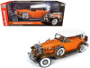 1932 Cadillac V16 Sports Phaeton Convertible Orange with White Top 1/18 Diecast Model Car by Autoworld