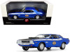 1970 Dodge Challenger T/A 340 Six Pack Blue Metallic with Black Hood and White Stripes "The Busted Knuckle Garage" 1/24 Diecast Model Car by First Gear