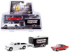2014 Ram 1500 Pickup Truck White with 1968 Dodge Charger R/T Red with Black Top and Enclosed Car Hauler "Counting Cars" (2012) TV Series "Hollywood Hitch and Tow" Series 8 1/64 Diecast Model Cars by Greenlight