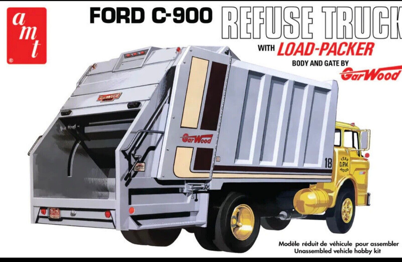 1/25 AMT Ford C600 Gar Wood Load Packer Garbage Truck Model Kit