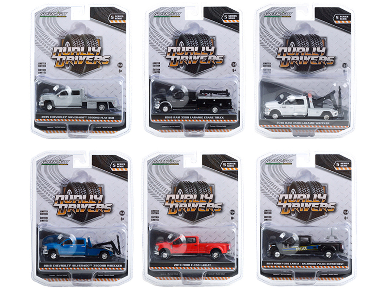 "Dually Drivers" Set of 6 Trucks Series 5 1/64 Diecast Model Cars by Greenlight