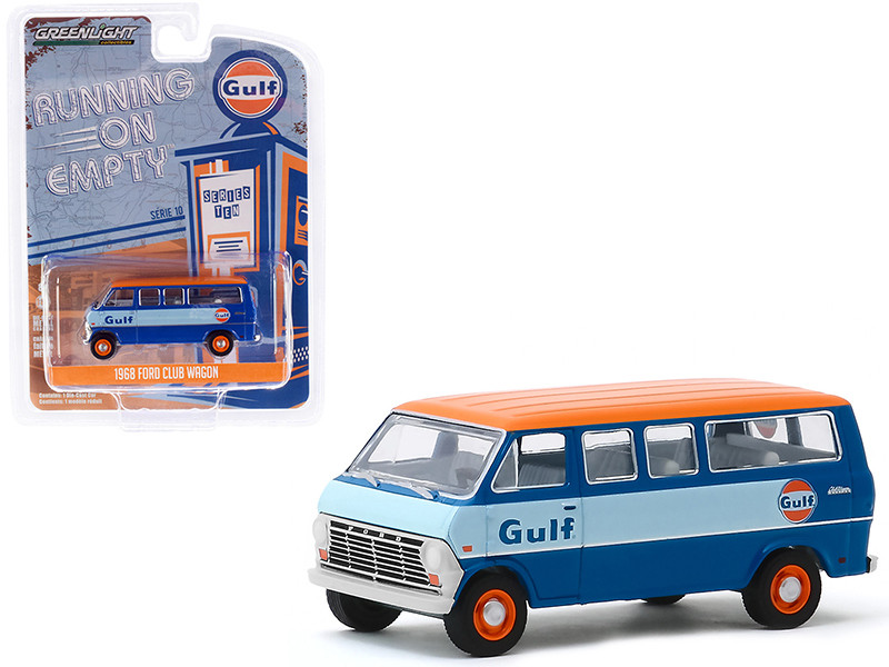1968 Ford Club Wagon Bus Blue with Orange Top 