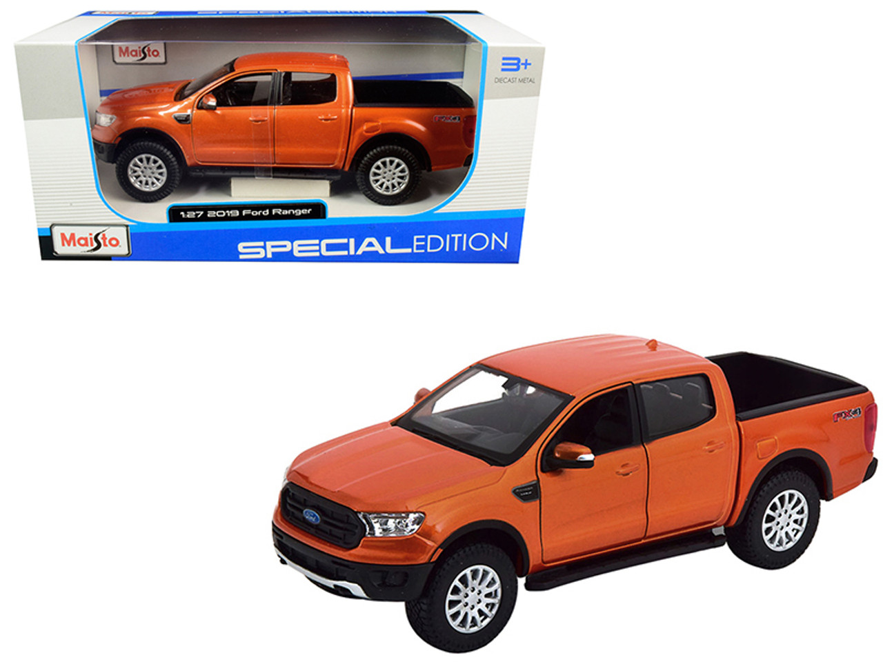 2019 Ford Ranger FX4 Off Road Pickup Truck Copper Orange Metallic 1/27 Diecast Model Car by Maisto