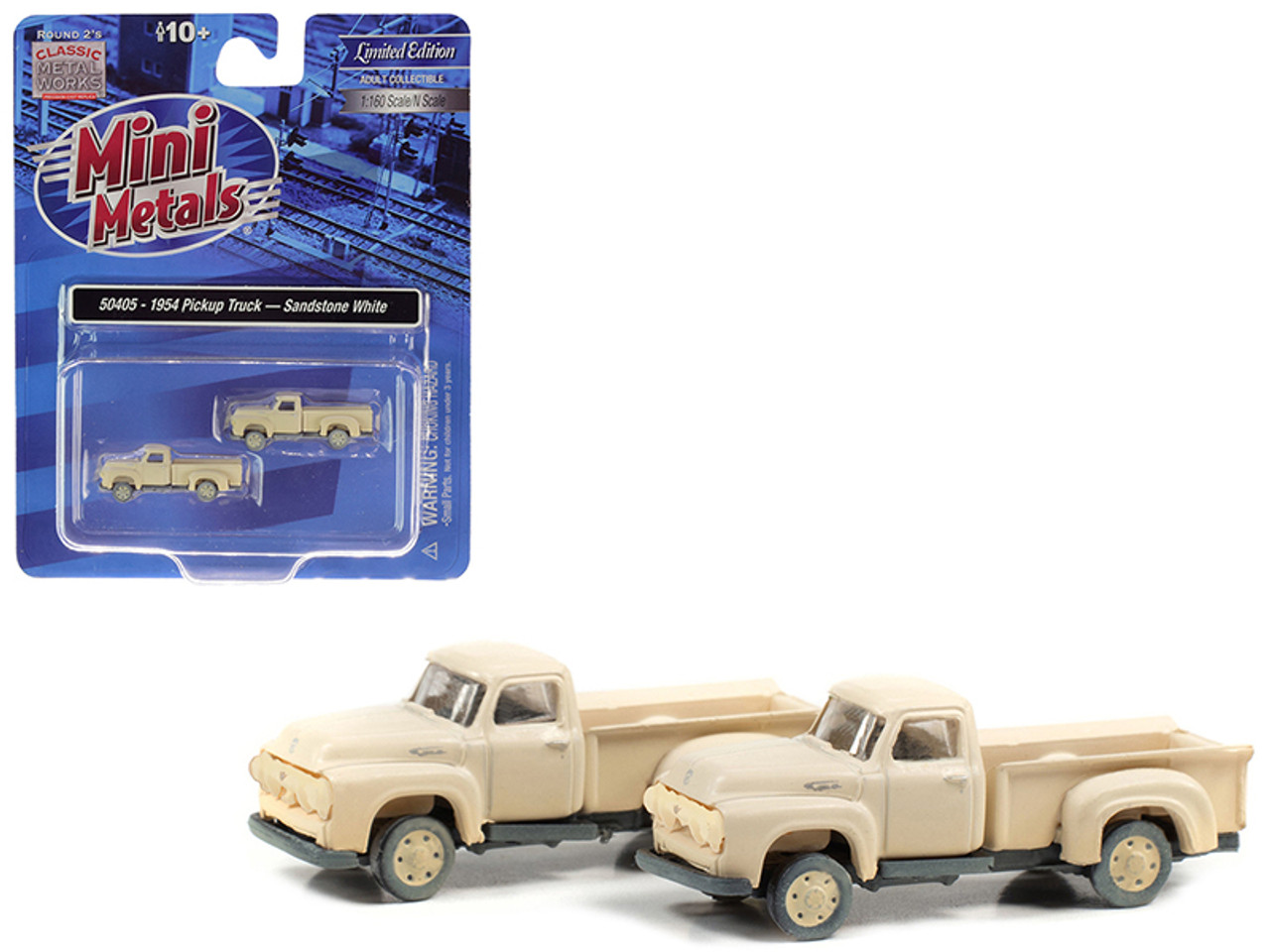 1954 Ford Pickup Trucks Sandstone White (Dirty/Weathered) Set of 2 pieces 1/160 (N) Scale Model Cars by Classic Metal Works