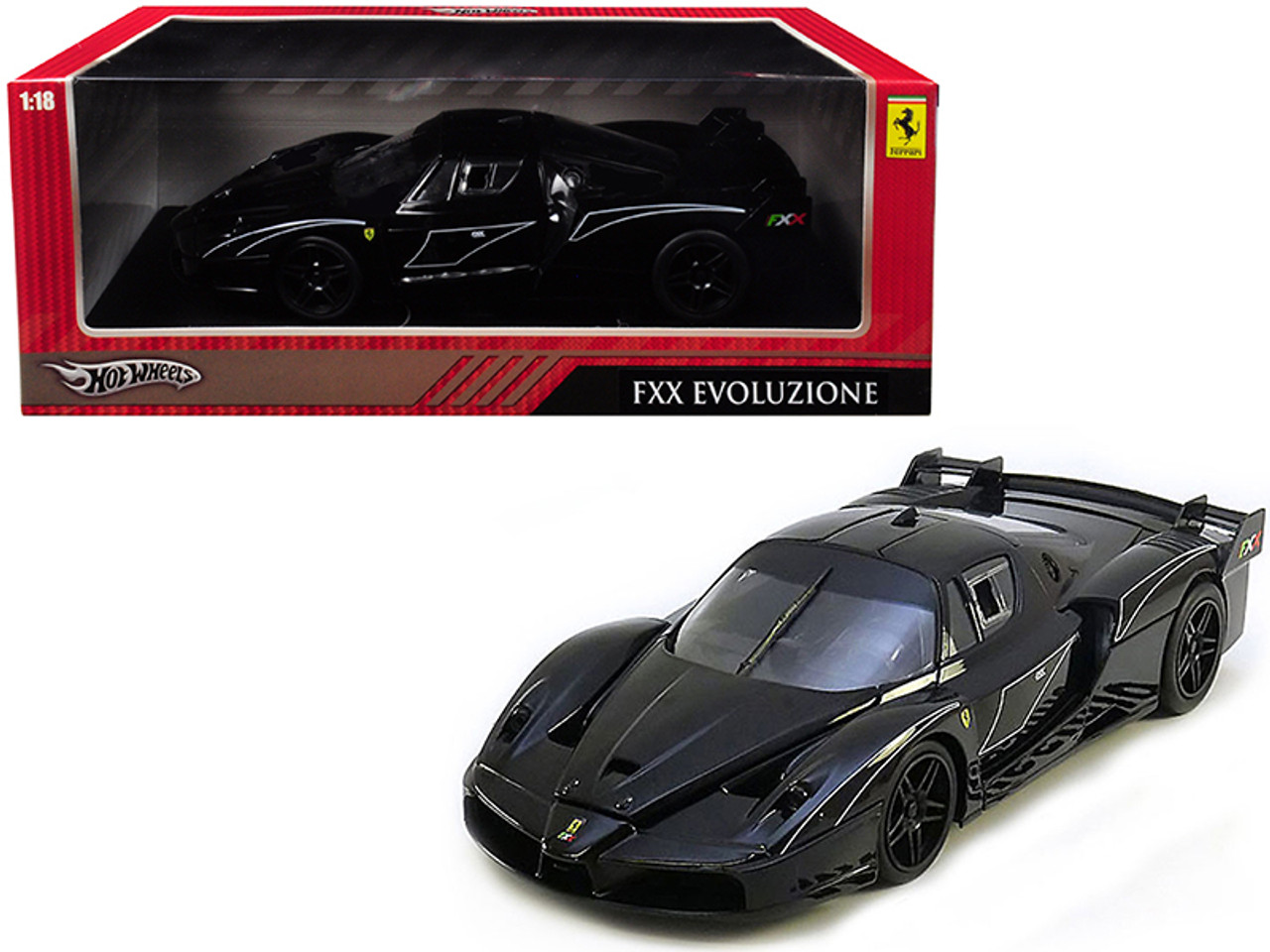 Ferrari FXX Evoluzione Black 1/18 Diecast Model Car by Hotwheels