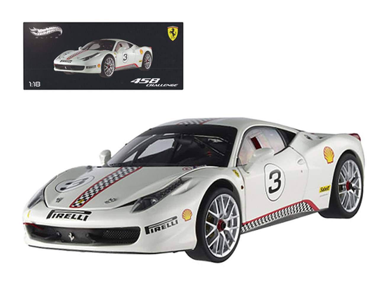 Ferrari 458 Italia Challenge White #3 Elite Edition 1/18 Diecast