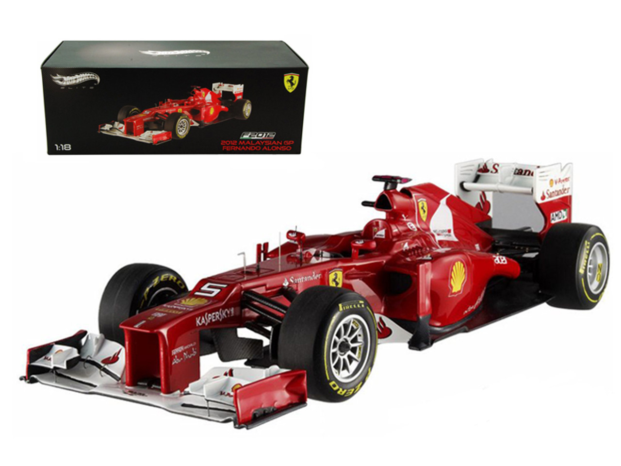 F2012 Fernando Alonso Malaysia GP 2012 F1 Elite Edition Limited to 5000pc 1/18 Diecast Model Car by Hotwheels