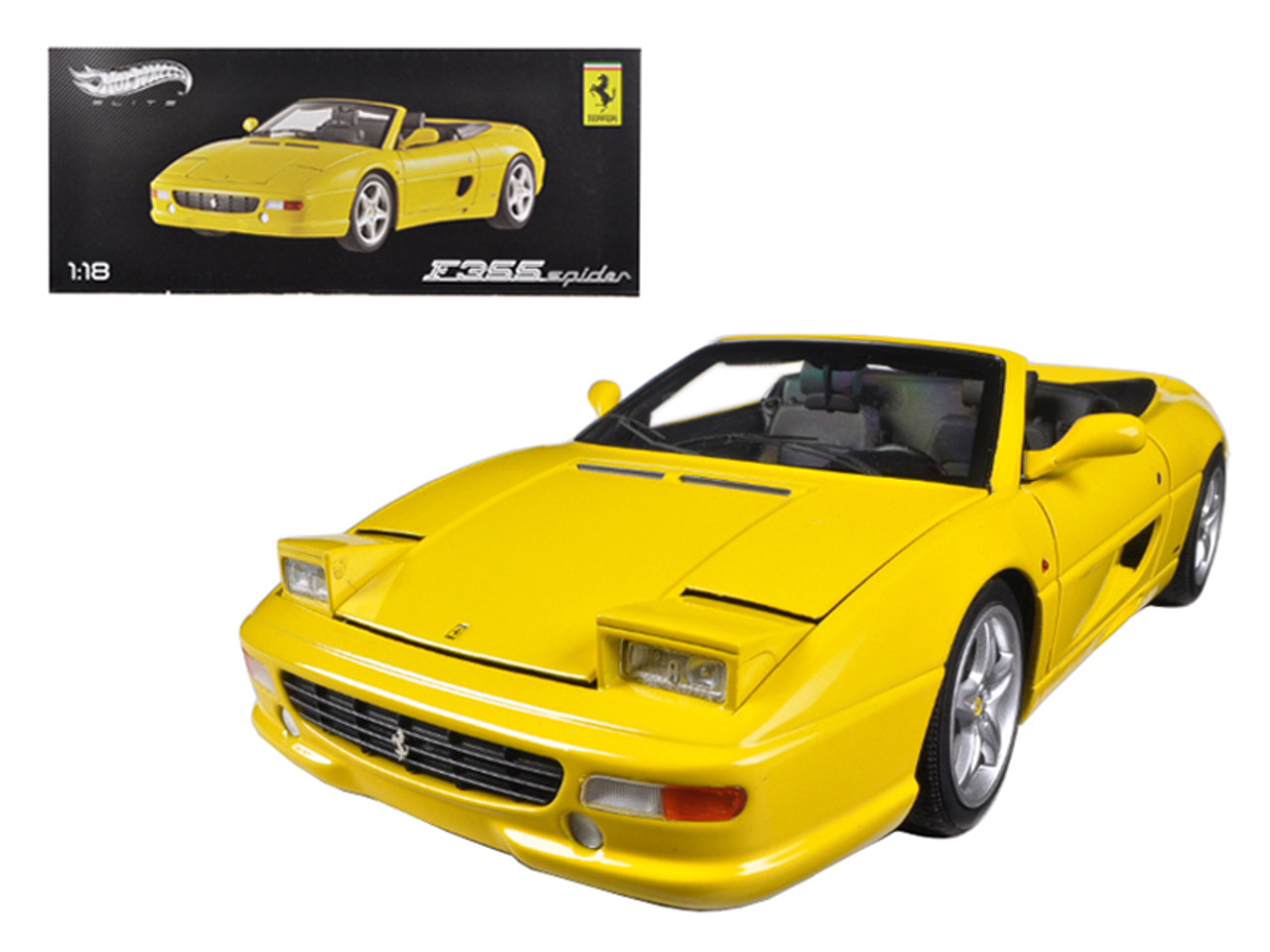 1/18 Hot Wheels Elite Ferrari F355 Spider Convertible (Yellow