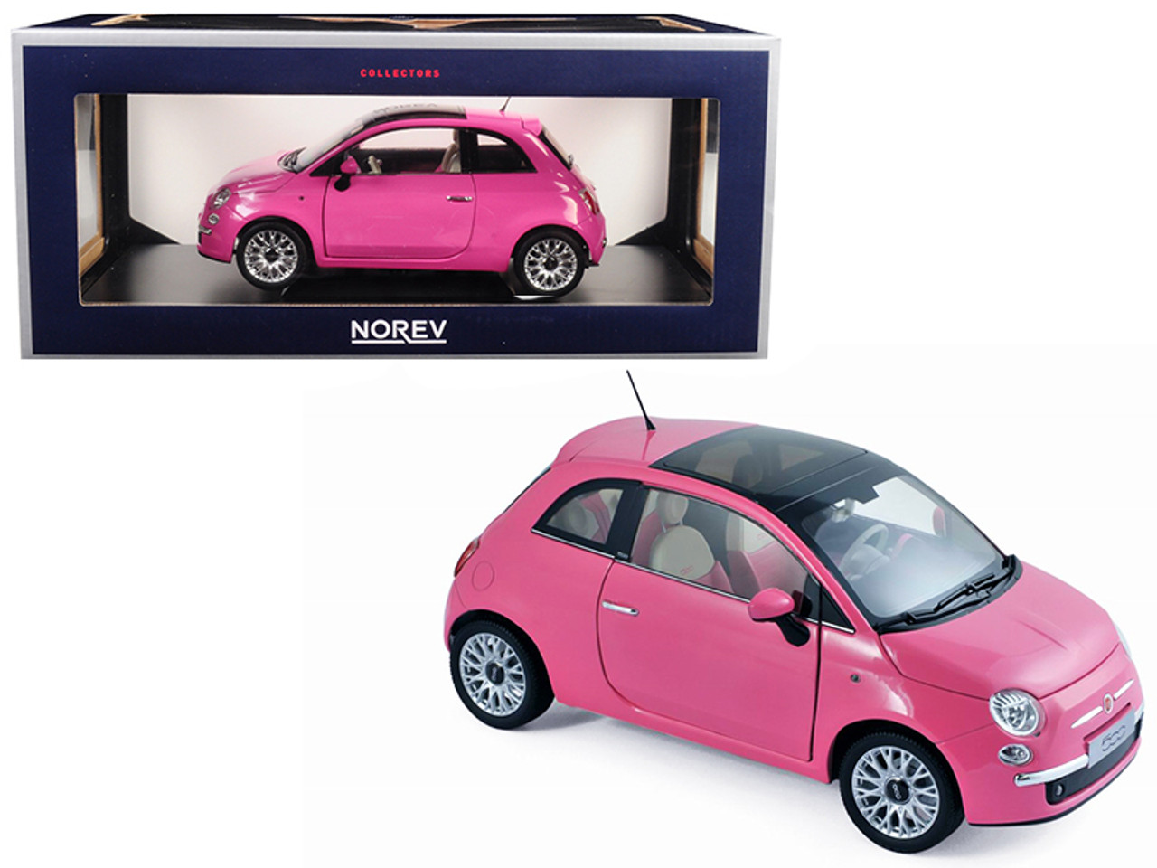 2010 Fiat 500 Pink 1/18 Diecast Model Car by Norev