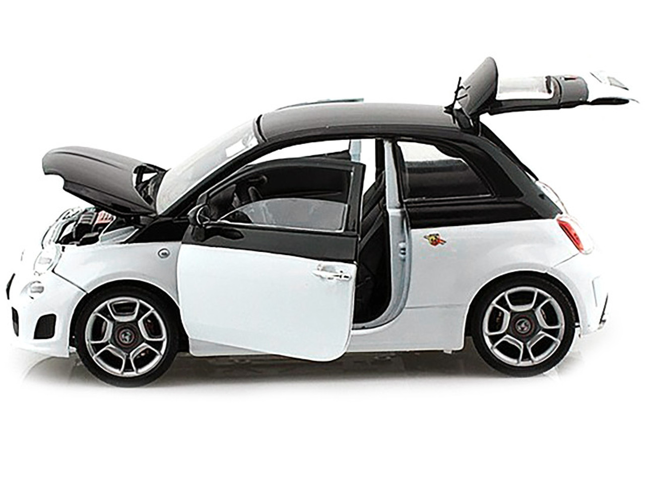 Fiat Abarth 500 White/Black 1/18 Diecast Car Model by