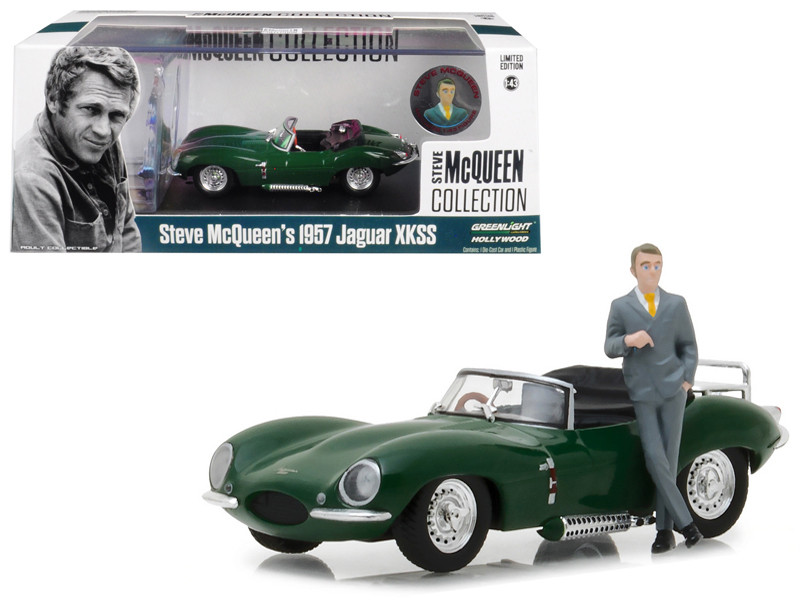 1957 Jaguar XKSS Convertible Green with Figurine 1/43 Diecast