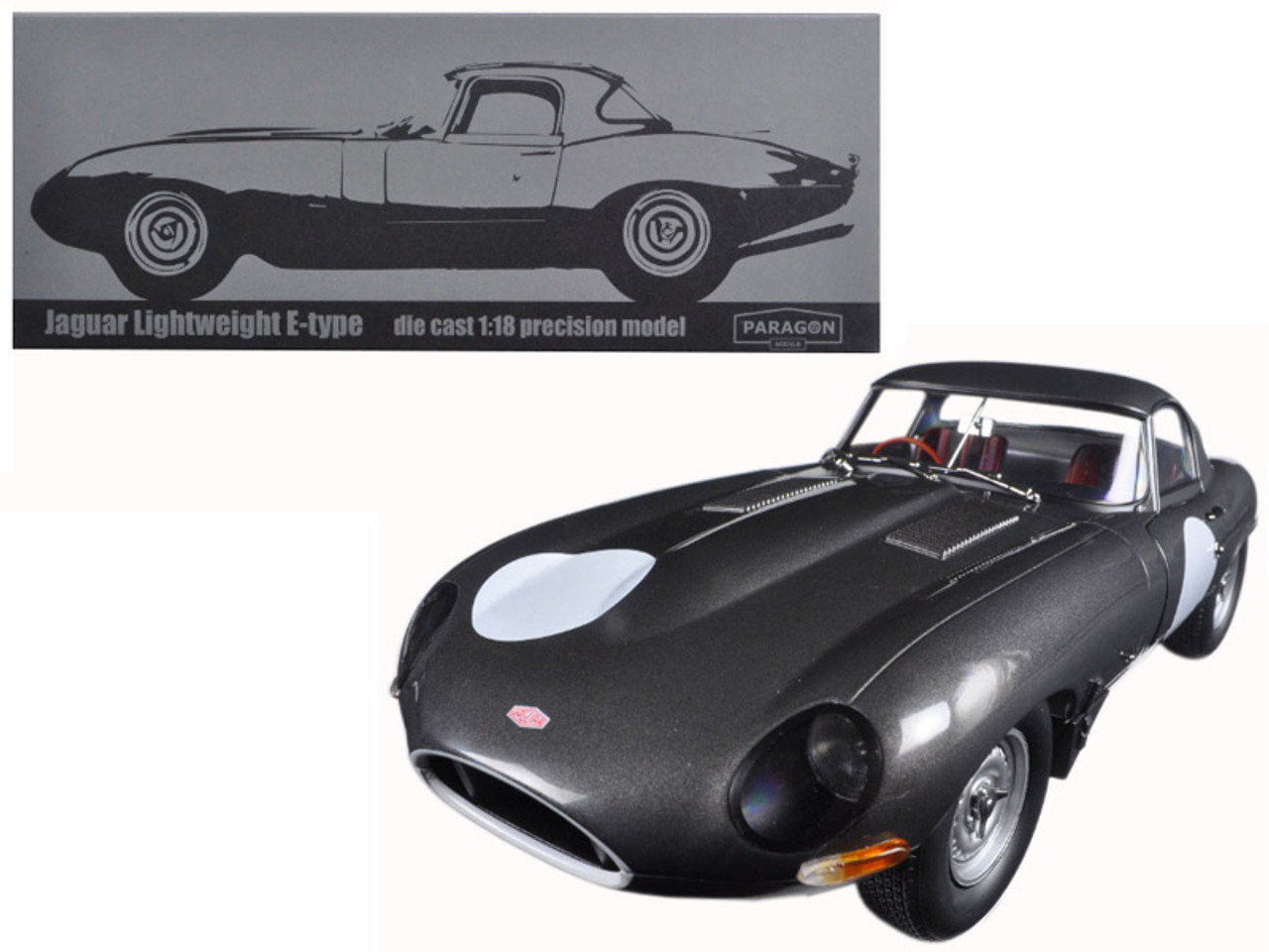 Jaguar Lightweight E-Type Continuation Gunmetal 1/18 Diecast Model Car by  Paragon