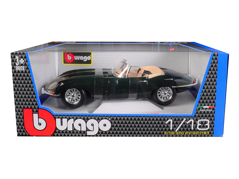 1/18 BBurago 1961 Jaguar E Type Convertible (Green) Diecast Car