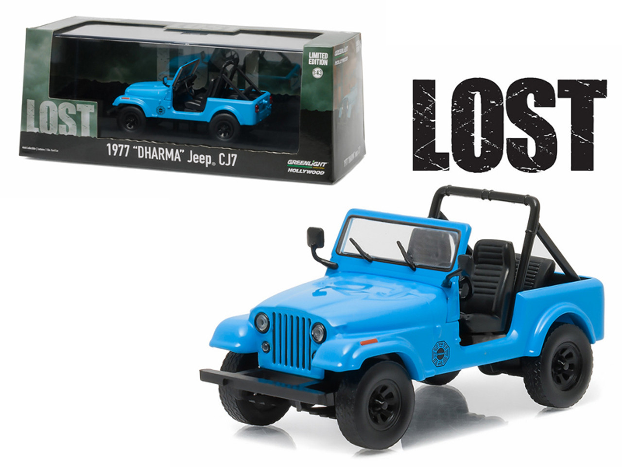 1977 "Dharma" Jeep CJ7 Blue "Lost" TV Series (2004-2010) 1/43 Diecast Model Car by Greenlight