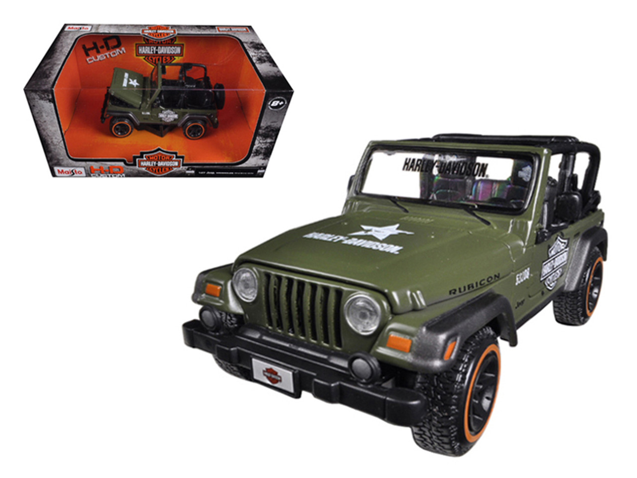 Jeep Wrangler Rubicon Harley Davidson Green 1/27 Diecast Model by Maisto