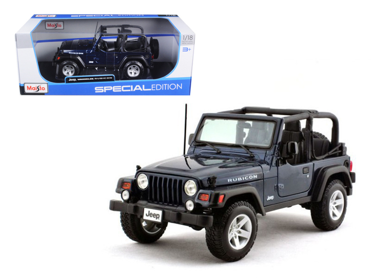 1/18 Maisto Jeep Wrangler Rubicon Deep (Blue) Diecast Car Model
